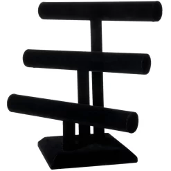 12" Triple Bar Black Velvet Jewelry Stand By Bead Landing™