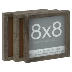 3-Pack Gray 8" X 8" Shadow Boxes, Fundamentals By Studio Décor®