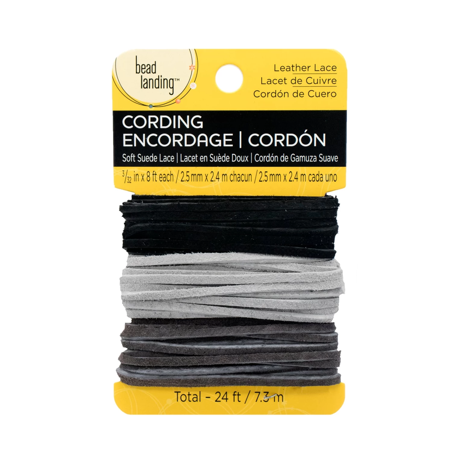Black, Pewter And Charcoal Soft Leather Lace Cording By Bead Landing™ 1 Black, Pewter And Charcoal Soft Leather Lace Cording By Bead Landing™