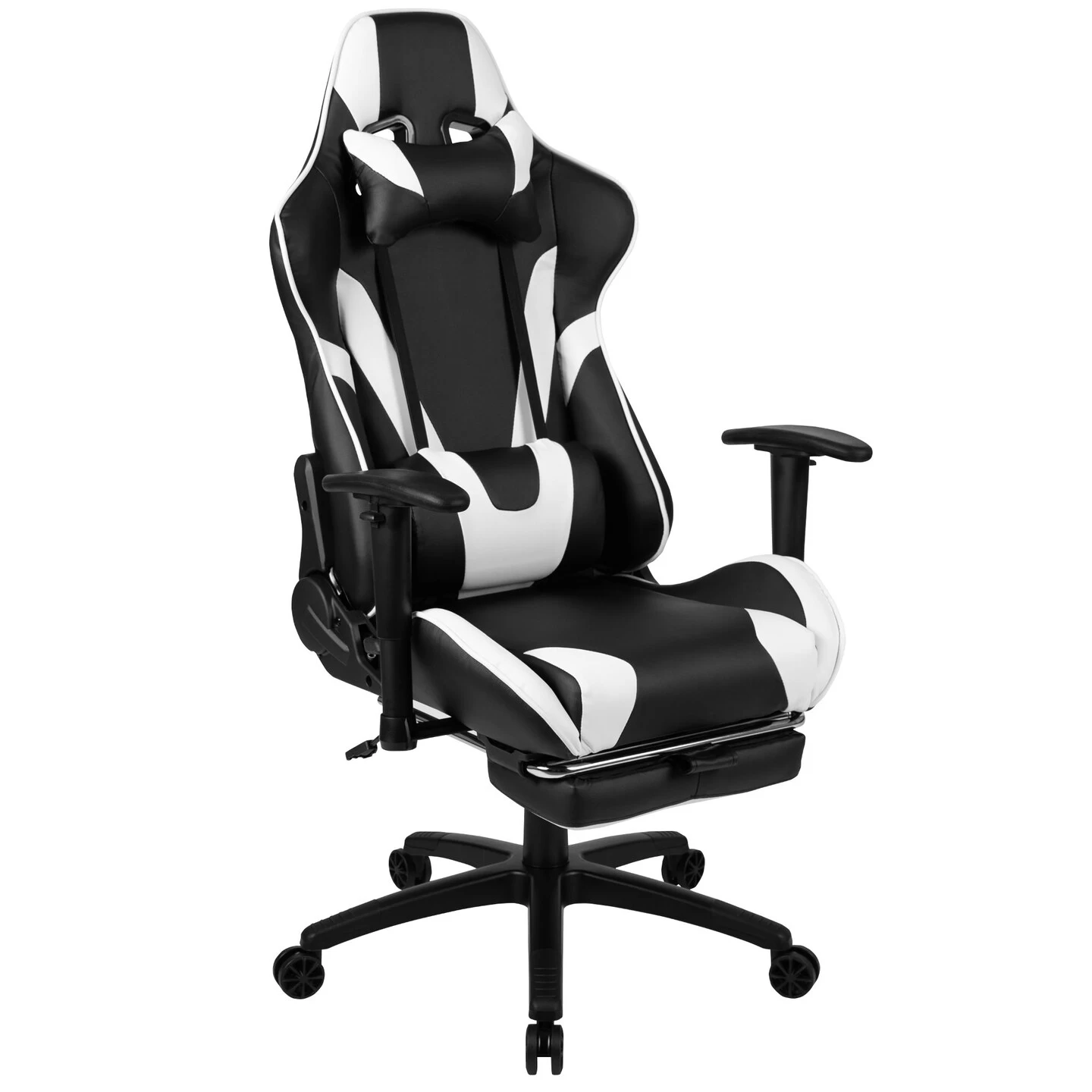 Flash Furniture 60" Black And White Contemporary Gaming Office Ergonomic Computer Chair With Slide Out Footrest 1 Flash Furniture 60" Black And White Contemporary Gaming Office Ergonomic Computer Chair With Slide Out Footrest