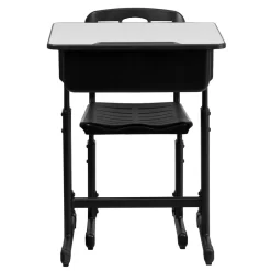 Adjustable Height Student Desk And Chair With Black Pedestal Frame -Home Sale Store 245137827133536