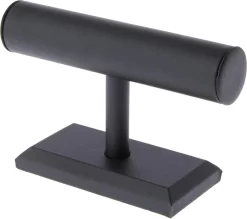 Plymor Black Faux Leather T-Bar Bracelet Display Stand, 7.5" W X 5" H