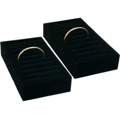 2 Black Cuff Bangle Bracelet Watch Insert Display Trays