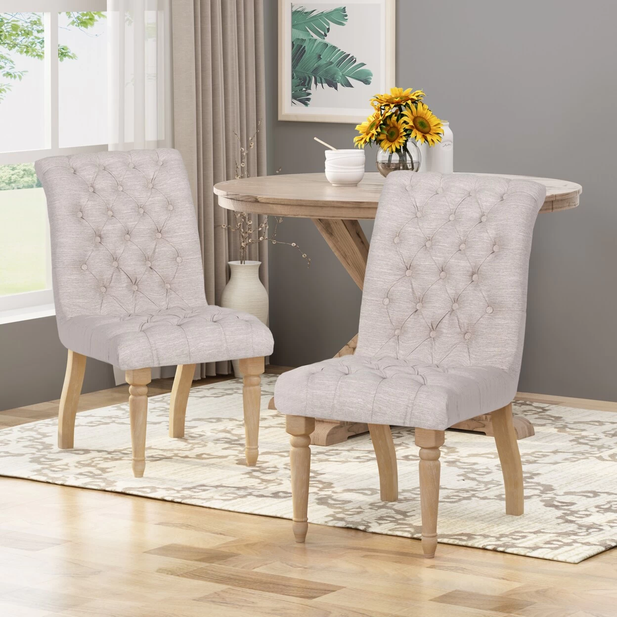 GDF Studio Terrance Tufted Fabric Dining Chair (Set Of 2) 1 GDF Studio Terrance Tufted Fabric Dining Chair (Set Of 2)