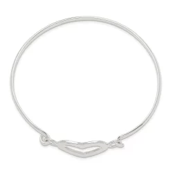 Sterling Silver Heart Bangle Bracelet -Home Sale Store 453924839182432