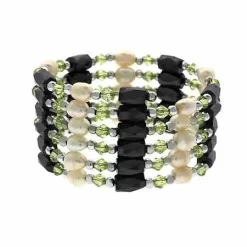 Genuine Hematite Beads, Green Glass Crystal, Genuine Freshwa