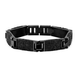 Gem And Harmony Mens Black Plated Stainless Steel Bracelet (8.50 Inches)