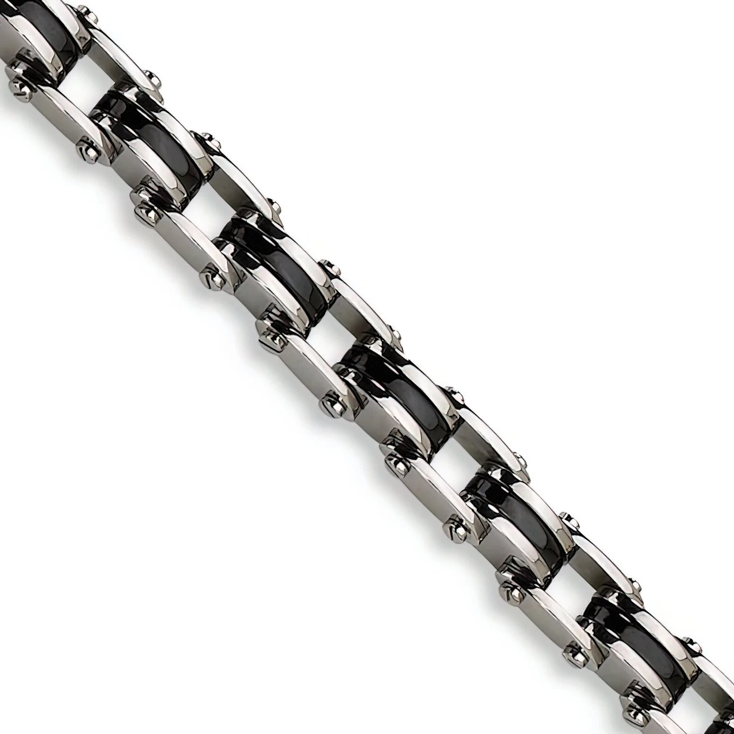 Stainless Steel Black Plated Mens Bracelet 8.75" 5 Stainless Steel Black Plated Mens Bracelet 8.75" - Image 5