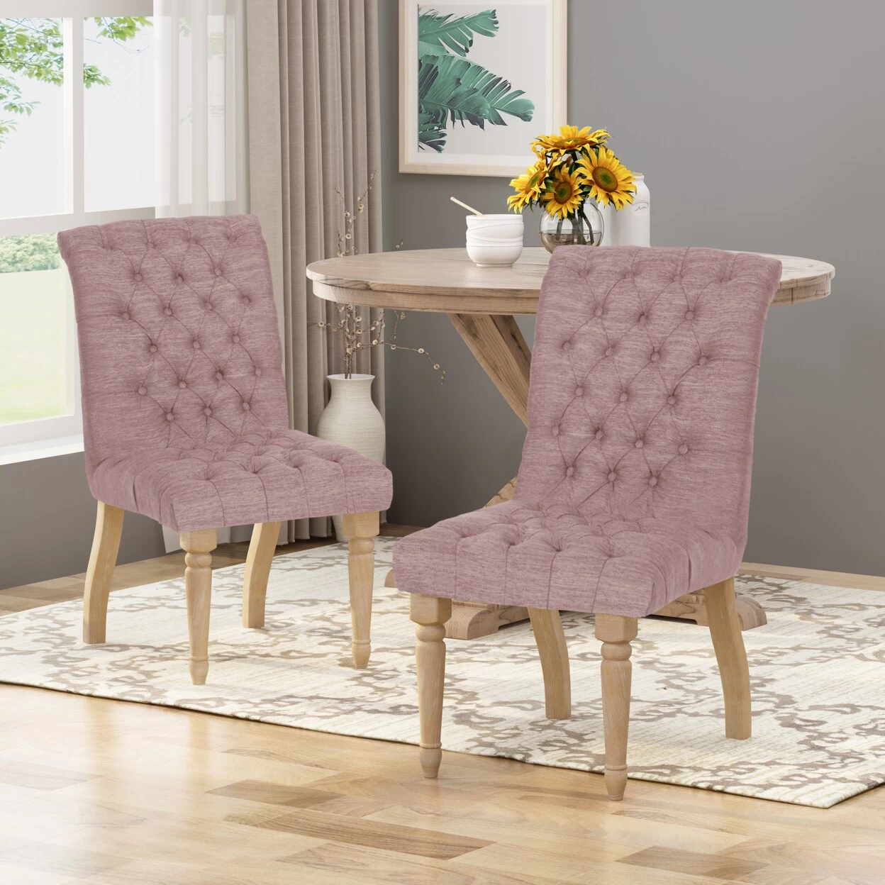 GDF Studio Terrance Tufted Fabric Dining Chair (Set Of 2) 2 GDF Studio Terrance Tufted Fabric Dining Chair (Set Of 2) - Image 2