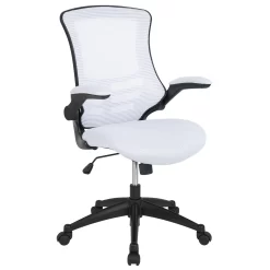 Flash Furniture 41.25" White And Black Swivel Ergonomic Task Office Chair With Flip-Up Arms