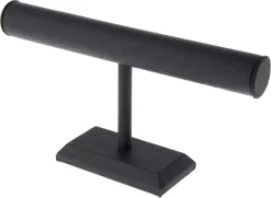 Plymor Black Faux Leather T-Bar Bracelet Display Stand, 12" W X 6.75" H