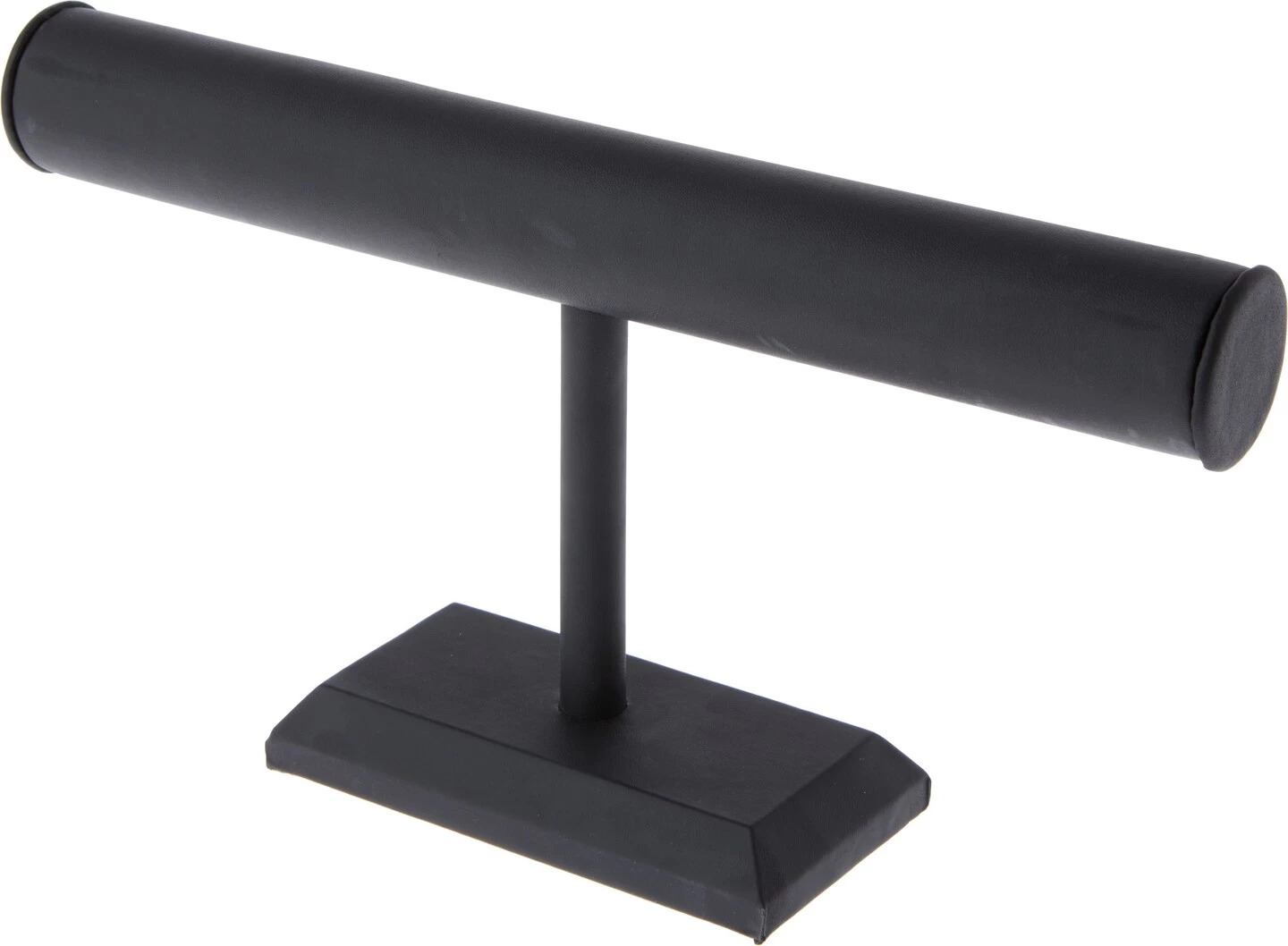 Plymor Black Faux Leather T-Bar Bracelet Display Stand, 12" W X 6.75" H 1 Plymor Black Faux Leather T-Bar Bracelet Display Stand, 12" W X 6.75" H