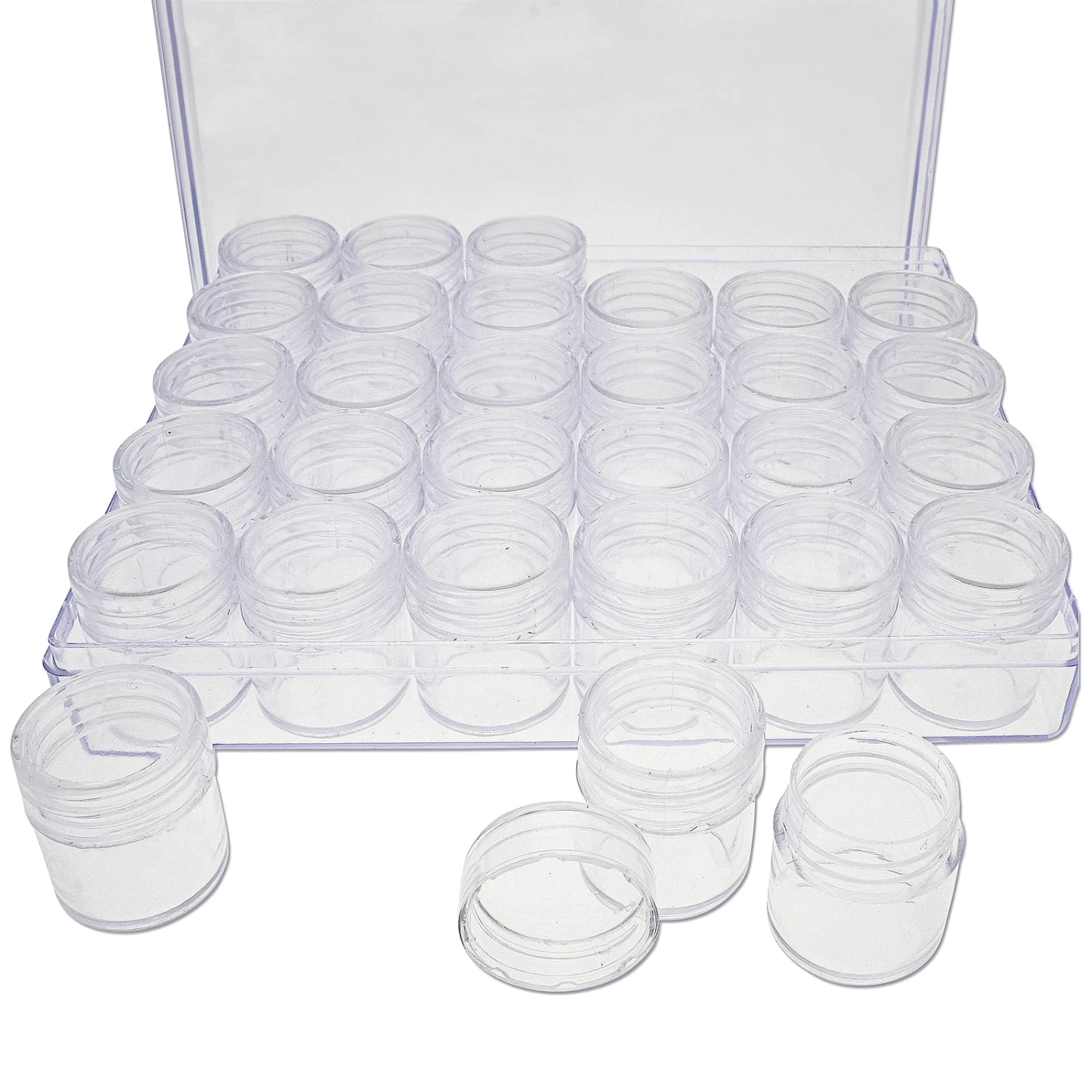 The Beadsmith® 6.5'' X 5.5'' X 1'' Clear Storage Box With Jars 1 The Beadsmith® 6.5'' X 5.5'' X 1'' Clear Storage Box With Jars
