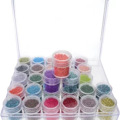 The Beadsmith® 6.5'' X 5.5'' X 1'' Clear Storage Box With Jars 8 The Beadsmith® 6.5'' X 5.5'' X 1'' Clear Storage Box With Jars -Home Sale Store D289873S 4
