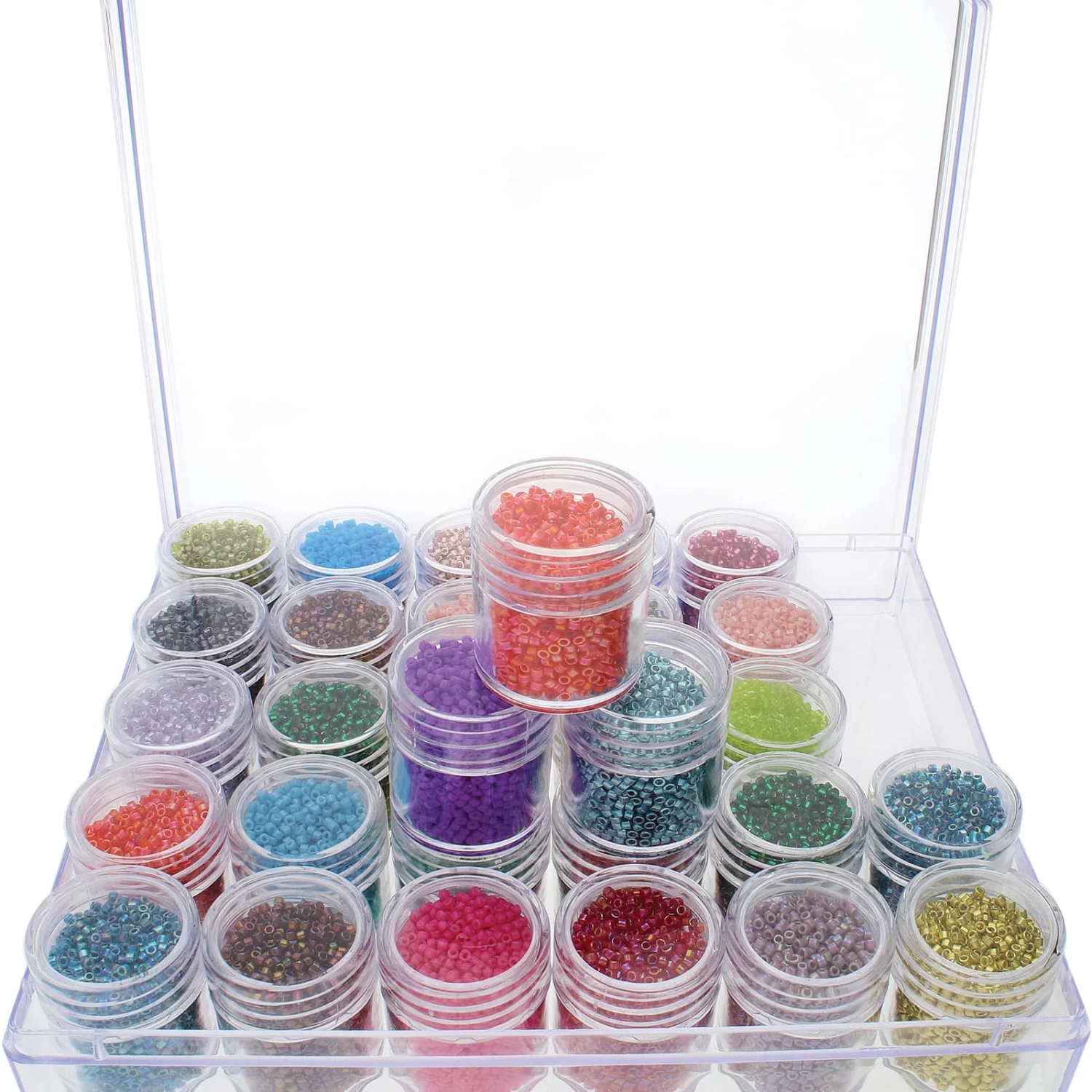 The Beadsmith® 6.5'' X 5.5'' X 1'' Clear Storage Box With Jars 4 The Beadsmith® 6.5'' X 5.5'' X 1'' Clear Storage Box With Jars - Image 4