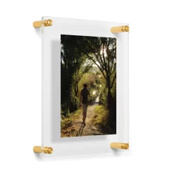 Wexel Art Modern Clear Acrylic Floating Picture Frame With Gold Hardware -Home Sale Store D306814S 2