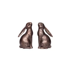 Bronze Bunny Bookends Set