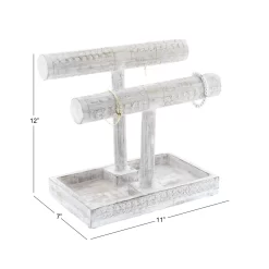 12" White Mango Wood Natural Jewelry Stand -Home Sale Store D365396S 8