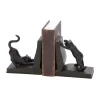 Black Polystone Eclectic Cat Bookends Set