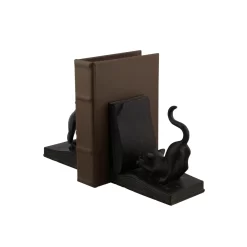 Black Polystone Eclectic Cat Bookends Set -Home Sale Store D365420S 3