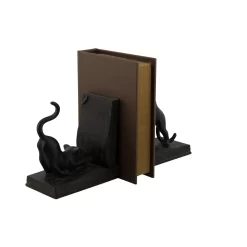 Black Polystone Eclectic Cat Bookends Set -Home Sale Store D365420S 5
