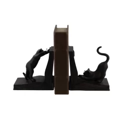 Black Polystone Eclectic Cat Bookends Set -Home Sale Store D365420S 6