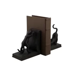 Black Polystone Eclectic Cat Bookends Set -Home Sale Store D365420S 7