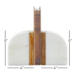 5" White Marble Modern Bookends, 2ct. 10 5" White Marble Modern Bookends, 2ct. -Home Sale Store D365531S 5