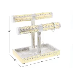 12" Gold & White Mango Wood Jewelry Stand -Home Sale Store D365564S 8