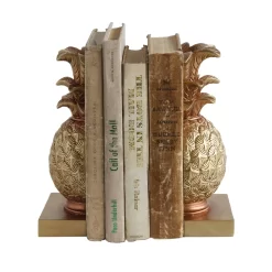 9" Pineapple Shaped Gold Bookend Set