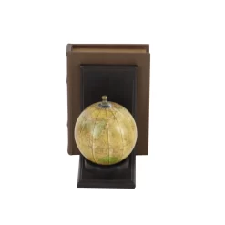 8" Rustic Brown Wood Globe Bookends -Home Sale Store D494232S 4