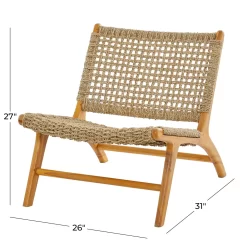 Light Brown Teak Wood Modern Accent Chair, 26" X 31" X 27" -Home Sale Store D650838S 6