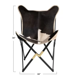 36" Cowhide Modern Metal Foldable Butterfly Chair