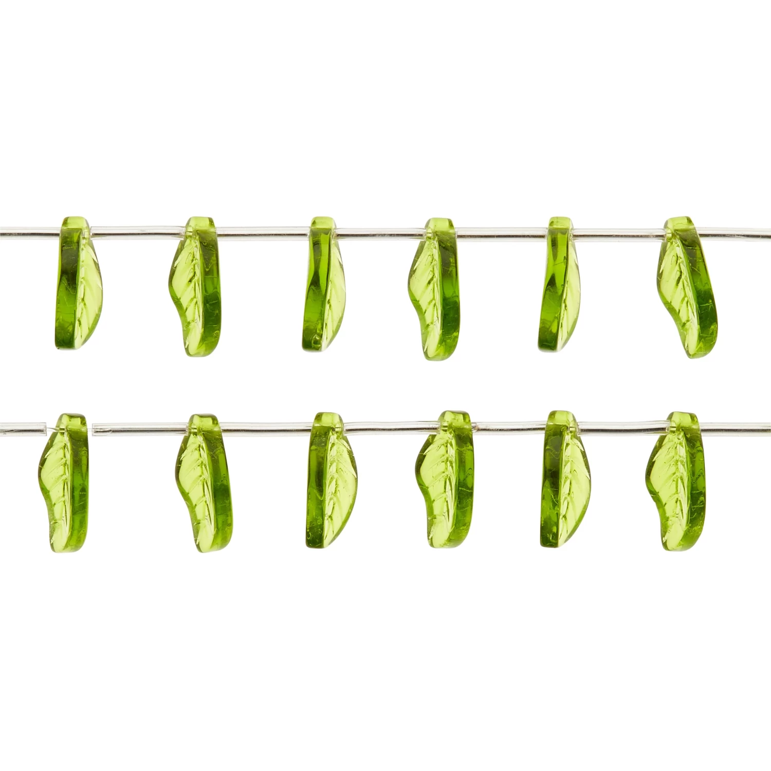 12 Pack: Peridot Green Glass Leaf Beads, 18mm By Bead Landing™ 1 12 Pack: Peridot Green Glass Leaf Beads, 18mm By Bead Landing™