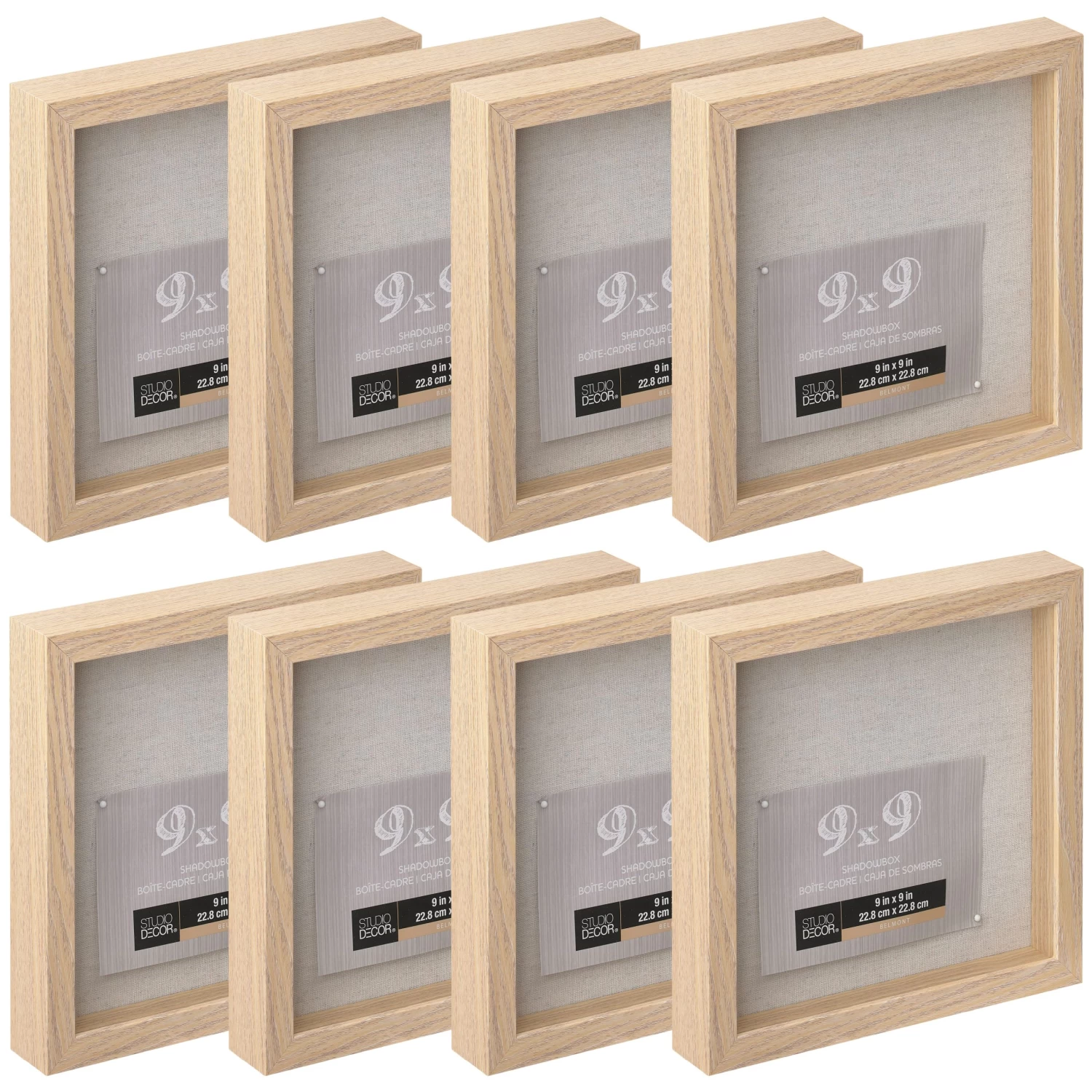 8 Pack: Blonde 9" X 9" Belmont Shadow Box By Studio Décor® 1 8 Pack: Blonde 9" X 9" Belmont Shadow Box By Studio Décor®